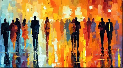 Картина Силуэты людей в арт стиле №8