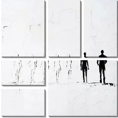 Модульная картина Силуэты людей в арт стиле №10