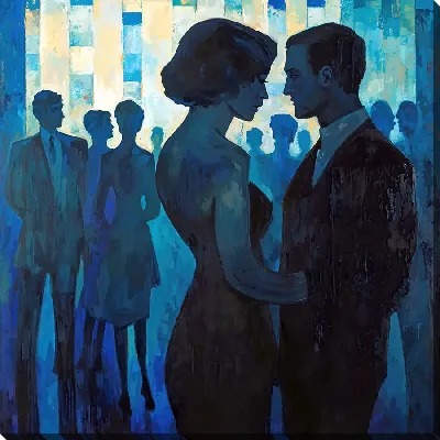 Картина маслом Силуэты людей в арт стиле №18
