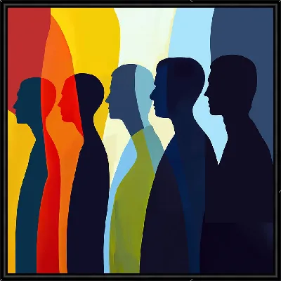 Картина Силуэты людей в арт стиле №19
