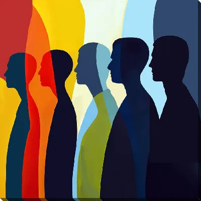 Картина маслом Силуэты людей в арт стиле №19