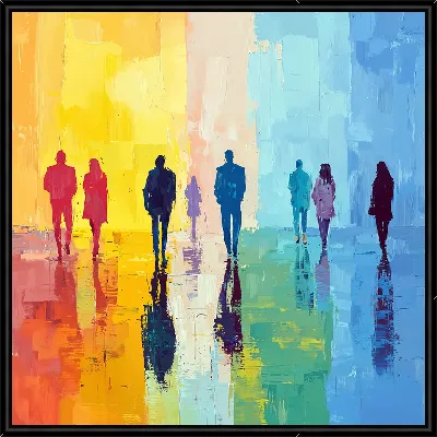 Картина Силуэты людей в арт стиле №20