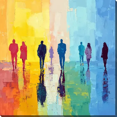 Картина маслом Силуэты людей в арт стиле №20