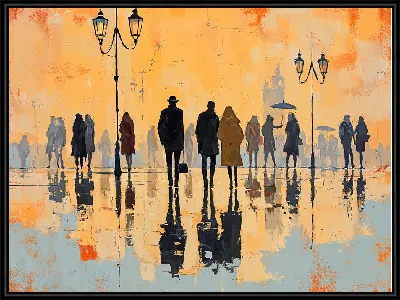 Картина Силуэты людей в арт стиле №21