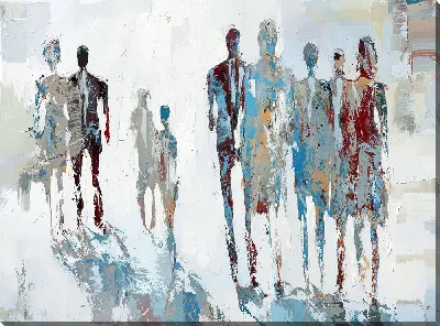 Картина маслом Силуэты людей в арт стиле №22