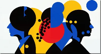 Картина маслом Силуэты людей в арт стиле №24