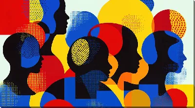 Картина маслом Силуэты людей в арт стиле №25