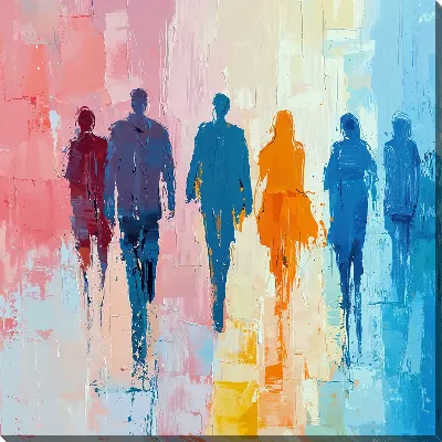 Картина маслом Силуэты теней людей №4