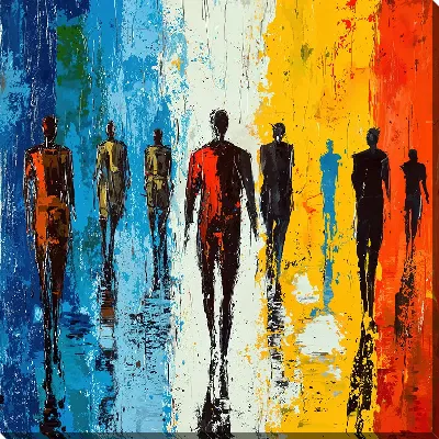 Картина маслом Силуэты теней людей №6