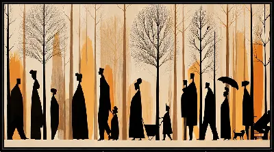 Картина Силуэты теней людей №9