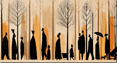 Картина маслом Силуэты теней людей №9