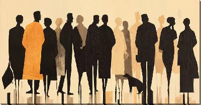 Картина маслом Силуэты теней людей №10