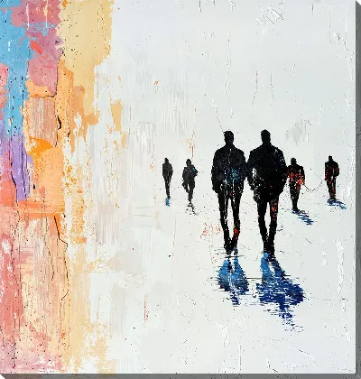 Картина маслом Силуэты теней людей №14