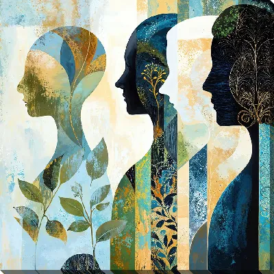 Картина маслом Силуэты теней людей №15