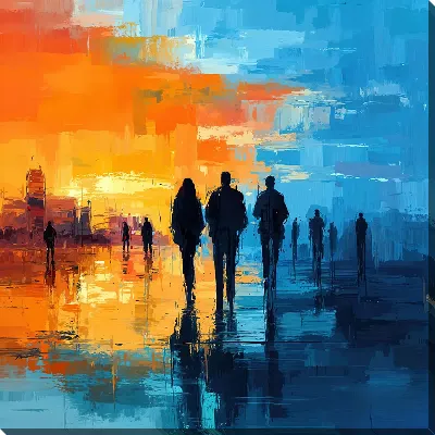 Картина маслом Силуэты теней людей №19