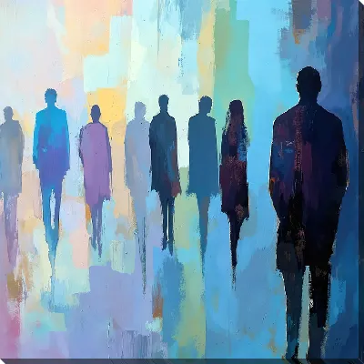 Картина маслом Силуэты теней людей №21