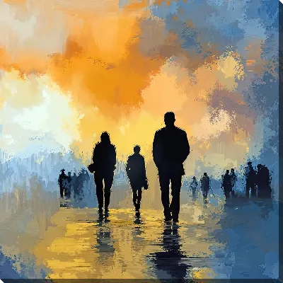 Картина маслом Силуэты теней людей №22