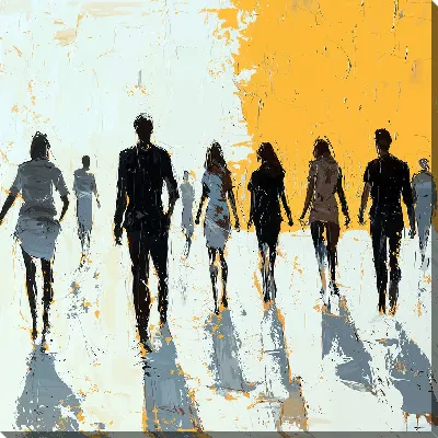 Картина маслом Силуэты теней людей №24