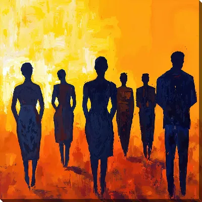 Картина маслом Силуэты теней людей №25