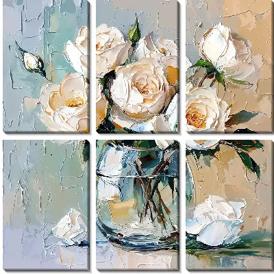 Модульная картина Белые розы №25