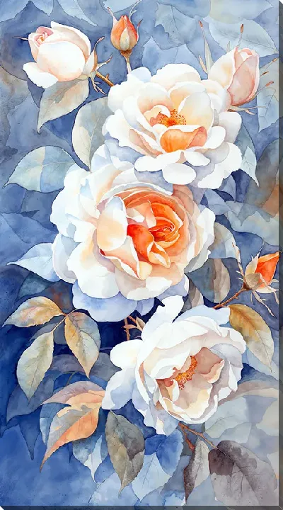 Картина маслом Белые розы №29