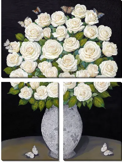Модульная картина Белые розы №30