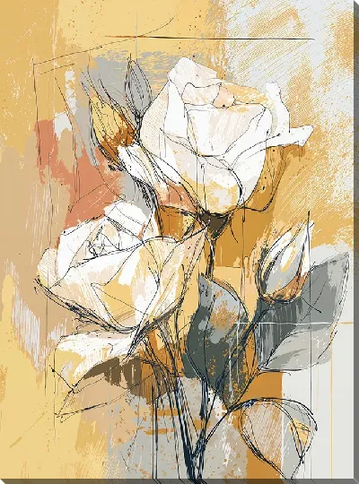 Картина маслом Белые розы №32