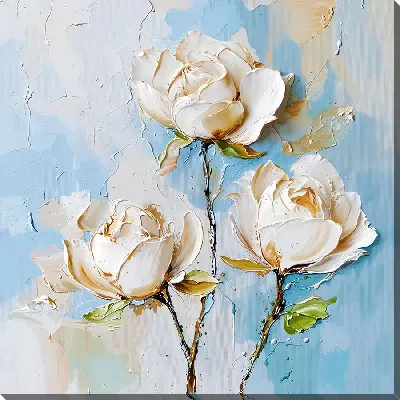 Картина маслом Белые розы №38