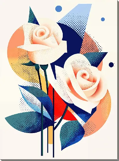 Картина маслом Белые розы №40