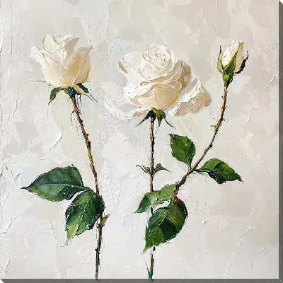 Картина маслом Белые розы №42