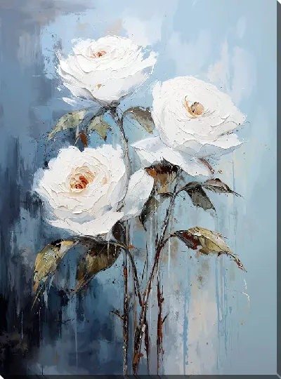 Картина маслом Белые розы №71