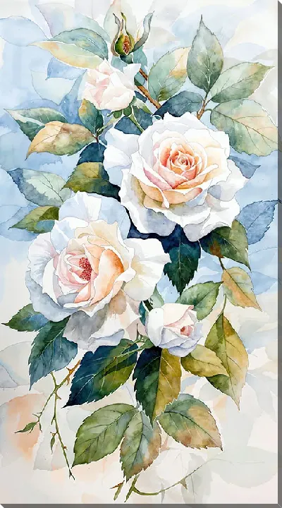 Картина маслом Белые розы №73