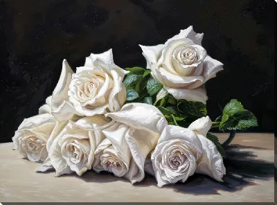 Картина маслом Белые розы №74