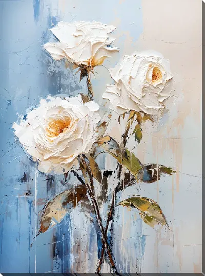 Картина маслом Белые розы №83