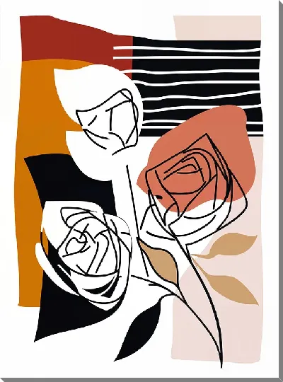 Картина маслом Белые розы №86