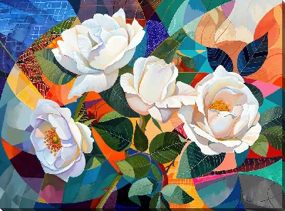 Картина маслом Белые розы №87