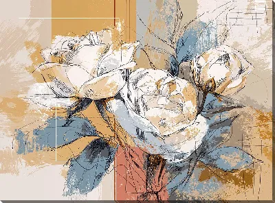 Картина маслом Белые розы №88