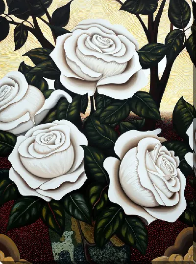 Картина маслом Белые розы №89