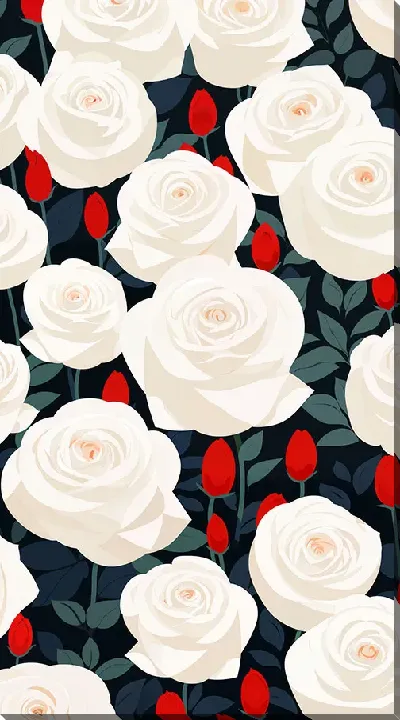 Картина маслом Белые розы №90