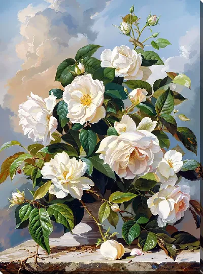 Картина маслом Белые розы №92