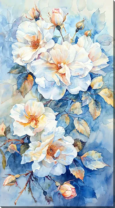 Картина маслом Белые розы №94