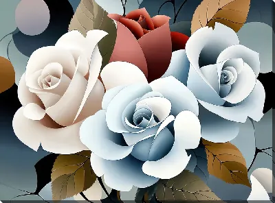 Картина маслом Белые розы №96