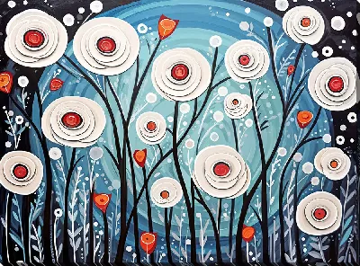 Картина маслом Белые розы №98