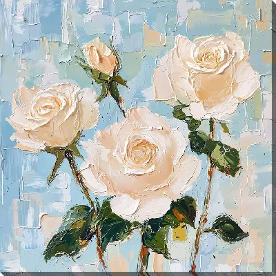 Картина маслом Белые розы №99