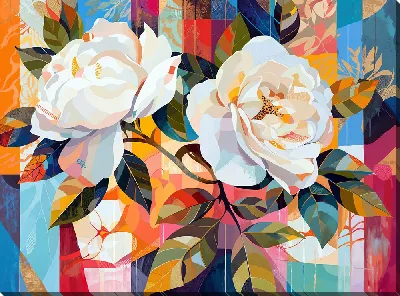 Картина маслом Белые розы №100