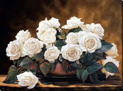 Картина маслом Белые розы №102