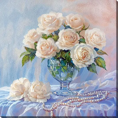 Картина маслом Белые розы №103