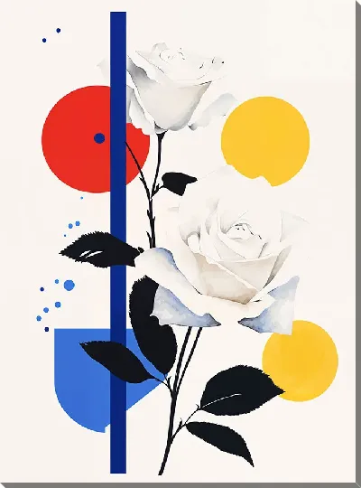 Картина маслом Белые розы №104