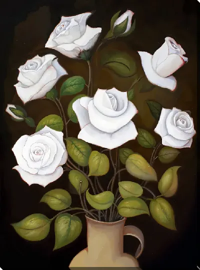 Картина маслом Белые розы №105