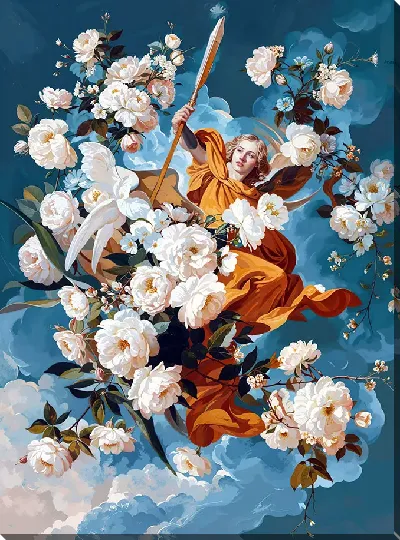 Картина маслом Белые розы №106